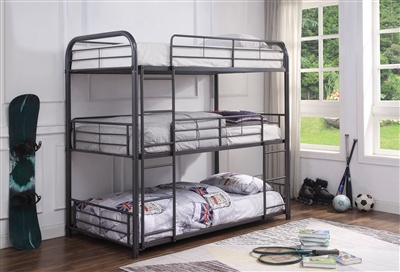 Cairo Triple Twin Bunk Bed in Gunmetal Finish by Acme - 38090