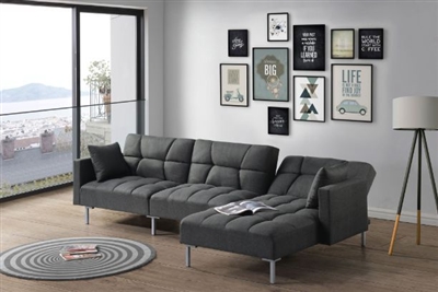 Duzzy Reversible Adjustable Sectional in Dark Gray Fabric Finish by Acme - 50485