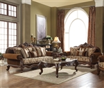 Jardena 2 Piece Sofa Set in Fabric & Cherry Oak Finish by Acme - 50655-S