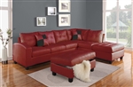 Kiva Reversible Chaise Sectional in Red Bonded Leather Match Finish by Acme - 51185