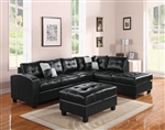 Kiva Reversible Chaise Sectional in Black Bonded Leather Match Finish by Acme - 51195