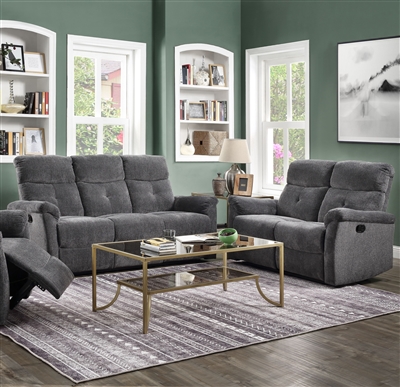 Treyton 2 Piece Motion Sofa Set in Gray Chenille Finish by Acme - 51815-S