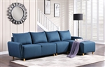 Marcin 3 Piece Sectional in Blue Fabric Finish by Acme - 51820