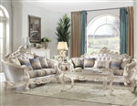 Gorsedd 2 Piece Sofa Set in Cream Fabric & Antique White Finish by Acme - 52440-S