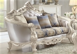 Gorsedd Loveseat in Cream Fabric & Antique White Finish by Acme - 52441