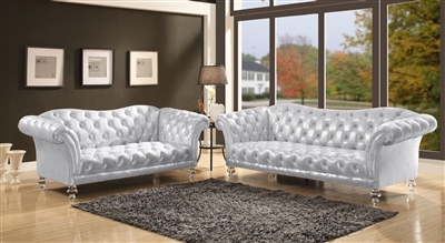 Dixie 2 Piece Sofa Set in Metallic Silver Finish by Acme - 52780-S