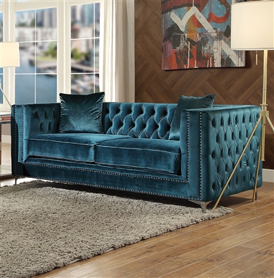 Gillian Loveseat in Dark Teal Velvet Finish by Acme - 52791