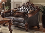 Vendome II Loveseat in Dark Brown PU & Cherry Finish by Acme - 53131