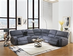 Saul II 6 Piece Power Motion Sectional in Slate Blue Velvet Finish by Acme - 53985