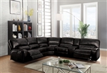 Saul 6 Piece Power Motion Sectional in Black Leather-Aire Finish by Acme - 54150