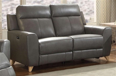 Cayden Power Motion Loveseat in Gray Leather-Aire Match Finish by Acme - 54201