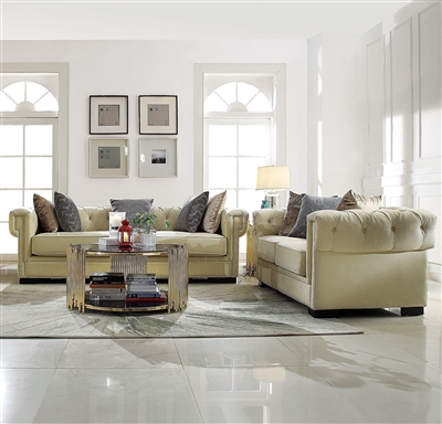 Eulalia 2 Piece Sofa Set in Cream Polished Velvet Finish by Acme - 54245-S