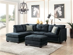 Laurissa 3 Piece Sectional in Dark Blue Linen Finish by Acme - 54360