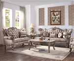 Jayceon 2 Piece Sofa Set in Fabric & Champagne Finish by Acme - 54865-S