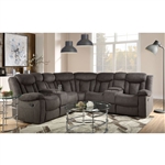 Rylan 3 Piece Reclining Sectional in Dark Brown Fabric Finish by Acme - 54965