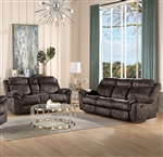 Zubaida 2 Piece Motion Sofa Set in 2-Tone Chocolate Velvet Finish by Acme - 55020-S