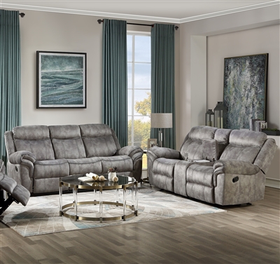 Zubaida 2 Piece Motion Sofa Set in 2-Tone Gray Velvet Finish by Acme - 55025-S