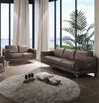 Reagan 2 Piece Sofa Set in 2-Tone Brown Stone Polished Microfiber Finish by Acme - 55080-S