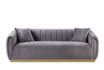 Elchanon Sofa in Gray Velvet & Gold Finish by Acme - 55670