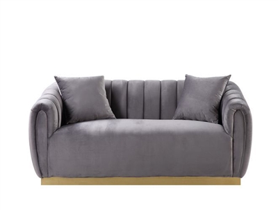 Elchanon Loveseat in Gray Velvet & Gold Finish by Acme - 55671