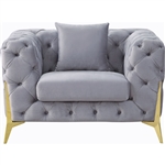 Jelanea Chair in Gray Velvet & Gold Finish by Acme - 56117