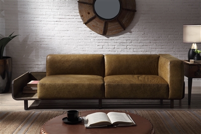 Blanca Sofa in Chestnut Top Grain Leather & Rustic Oak Finish by Acme - 56500