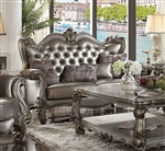 Versailles Loveseat in Silver PU & Antique Platinum Finish by Acme - 56821