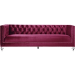 Heibero Sofa in Burgundy Velvet Finish by Acme - 56895