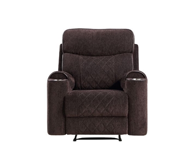 Aulada Glider Recliner in Chocolate Fabric Finish by Acme - 56907
