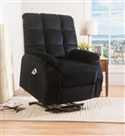 Ipompea Recliner w/Power Lift & Message in Black Velvet Finish by Acme - 59262