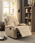 Rosia Recliner in Beige Velvet Finish by Acme - 59551