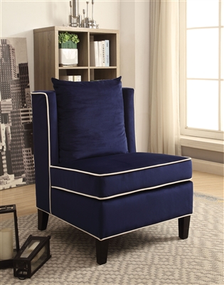 Ozella Accent Chair in Dark Blue Velvet Finish by Acme - 59574