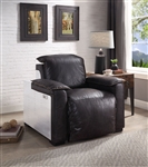 Nernoss Power Motion Recliner in Dark Grain Brown Leather & Aluminum Finish by Acme - 59943