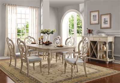 Abelin 7 Piece Dining Room Set in Antique White Finish by Acme - 66060