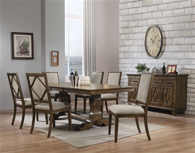 Aurodoti 7 Piece Dining Room Set in Oak Finish by Acme - 66100