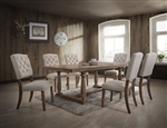Bernard 7 Piece Dining Room Set in Weathered Oak Finish by Acme - 66185