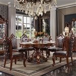 Picardy 5 Piece Round Table Dining Room Set in PU & Cherry Oak Finish by Acme - 68225