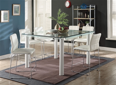 Gordie 7 Piece Counter Height Dining Set in White Finish by Acme - 70250-70254
