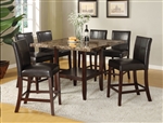 Idris 7 Piece Counter Height Dining Set in Faux Marble & Espresso Finish by Acme - 70355