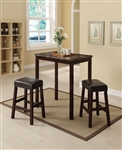 Idris 3 Piece Counter Height Dining Set in Faux Marble & Espresso Finish by Acme - 70540