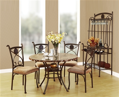 Kleef 5 Piece Round Table Dining Room Set in Dark Bronze Finish by Acme - 70555