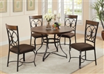 Jassi 5 Piece Round Table Dining Room Set in Dark Cherry & Antique Black Finish by Acme - 71120