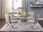 Daire 5 Piece Round Table Dining Room Set in Chrome Finish by Acme - 71180