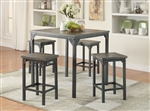 Percie 5 Piece Counter Height Dining Set in Dark Antique Oak & Antique Black Finish by Acme - 71645