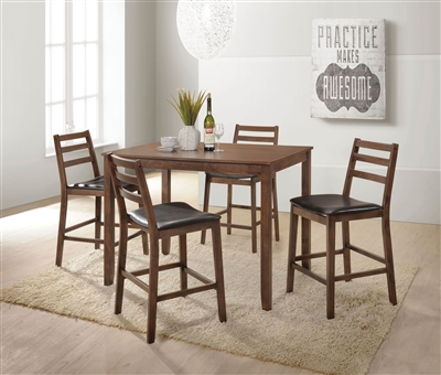 Gervais 5 Piece Counter Height Dining Set in Walnut Finish by Acme - 71830