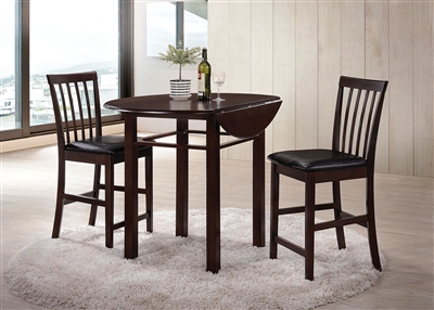 Artie 3 Piece Round Table Counter Height Dining Set in Espresso Finish by Acme - 72060