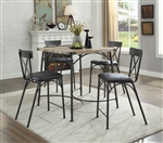 Itzel 5 Piece Counter Height Dining Set in Antique Oak & Sandy Gray Finish by Acme - 72085