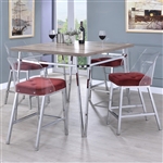 Nadie II 5 Piece Counter Height Dining Set with Burgundy Velvet Chairs by Acme - 72170-72173