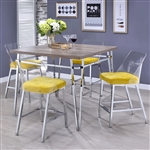 Nadie II 5 Piece Counter Height Dining Set with Yellow Velvet Chairs by Acme - 72170-72174