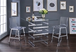 Nadie 3 Piece Counter Height Dining Set in Chrome Finish by Acme - 72590